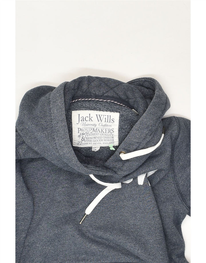 JACK WILLS Womens Graphic Hoodie Jumper UK 8 Small Navy Blue Cotton | Vintage Jack Wills | Thrift | Second-Hand Jack Wills | Used Clothing | Messina Hembry 