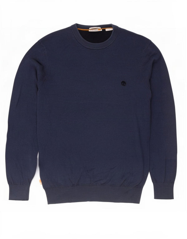 Timberland Mens Crew Neck Jumper Sweater Small Navy Blue Cotton