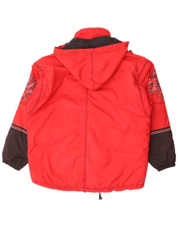 Killtec Mens Graphic Hooded Ski Jacket UK 42 XL Red Colourblock Polyester