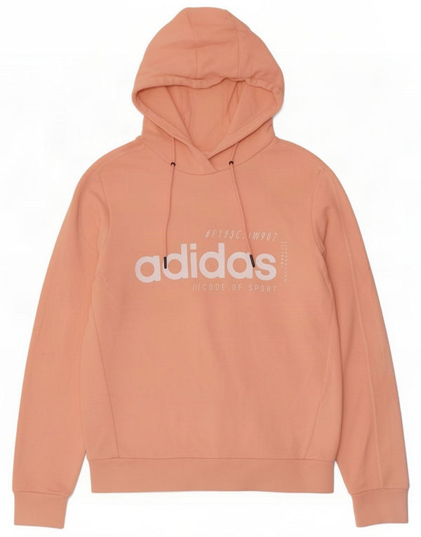 Adidas Womens Graphic Hoodie Jumper UK 12/14 Mittelrosa Baumwolle