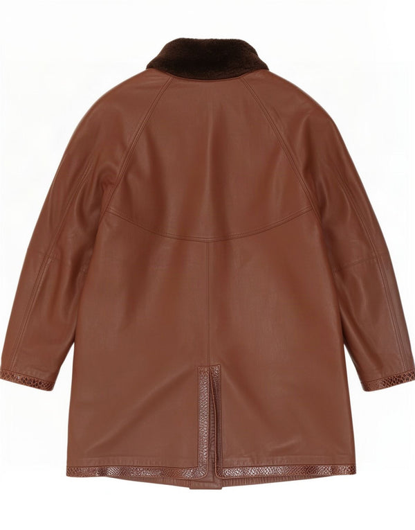 Vinci Womens Leather Coat UK 14 Medium Brown