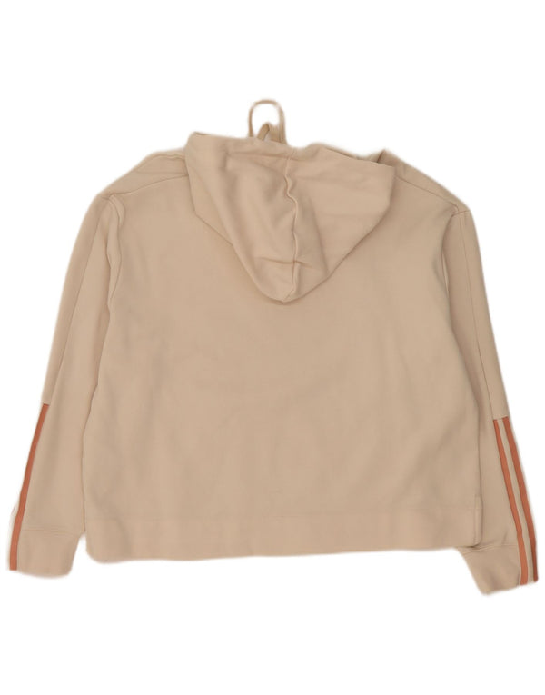 Adidas Damen Loose Fit Hoodie Pullover UK 16/18 Large Beige Baumwolle