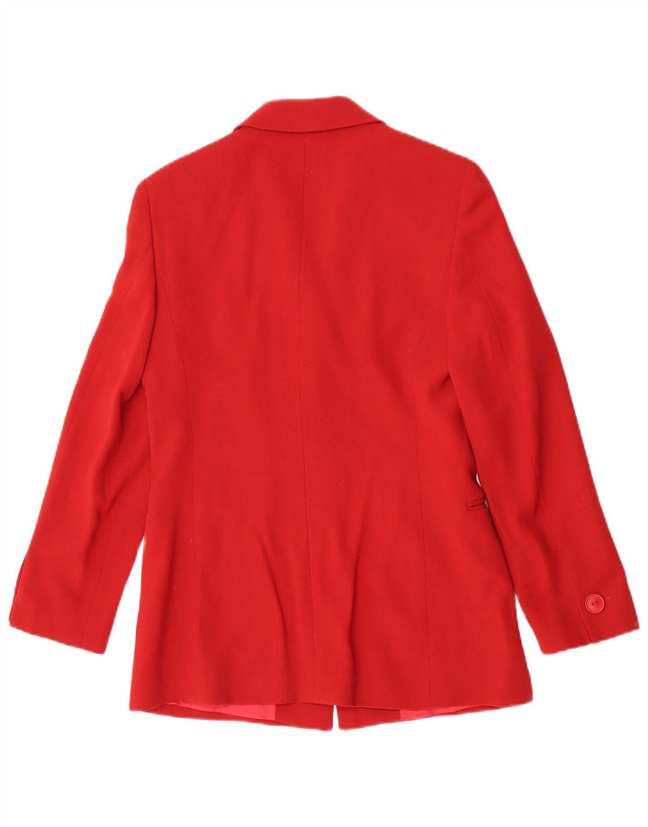 Max Mara Damen-Blazerjacke mit 3 Knöpfen, UK 8, kleine rote Wolle