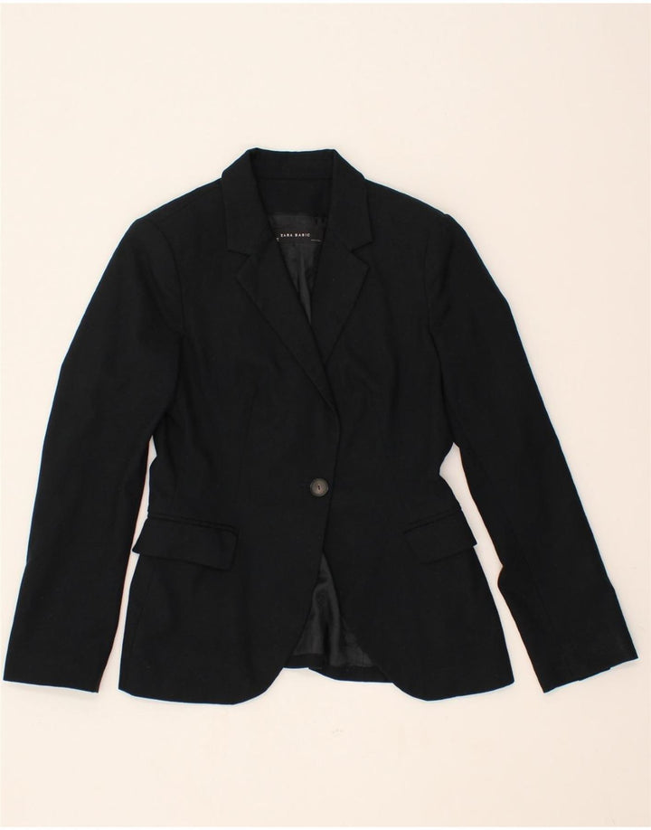 ZARA Womens 1 Button Blazer Jacket UK 10 Small Navy Blue Vintage Zara and Second-Hand Zara from Messina Hembry 