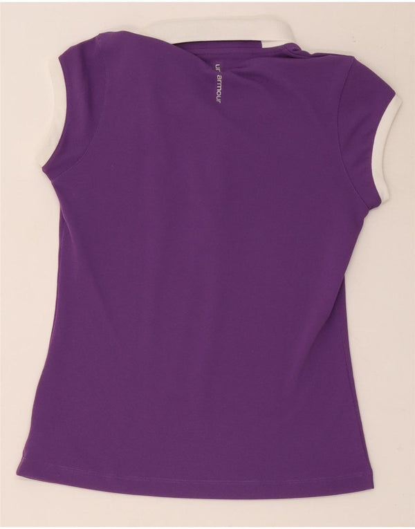 Under Armour Damen Heat Gear Poloshirt UK 12 Mittellila Farbblock