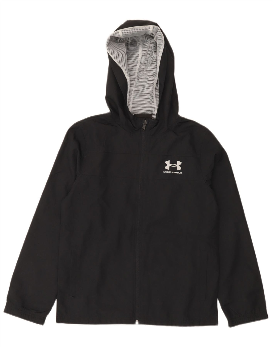 Under Armour Jungen-Regenjacke mit Kapuze, 9–10 Jahre, mittelschwarzes Polyester