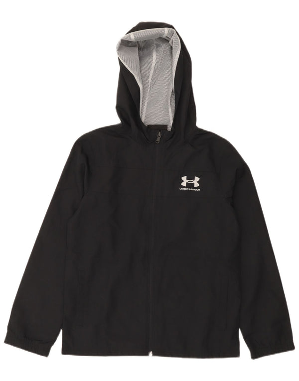 Under Armour Jungen-Regenjacke mit Kapuze, 9–10 Jahre, mittelschwarzes Polyester