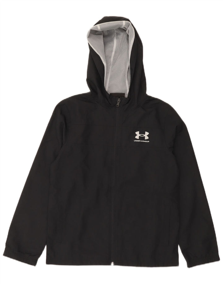 Under Armour Jungen-Regenjacke mit Kapuze, 9–10 Jahre, mittelschwarzes Polyester