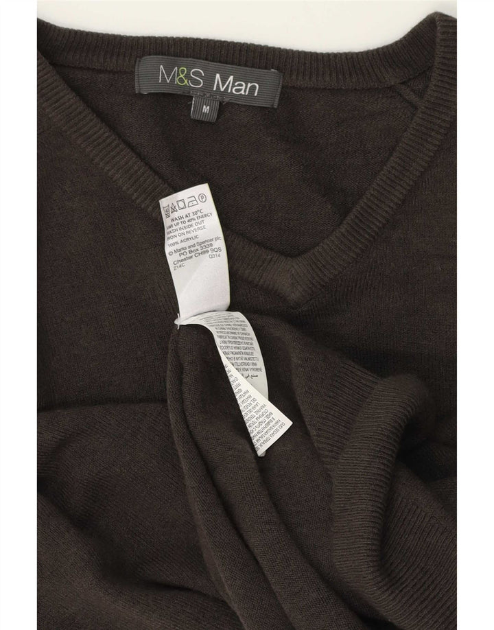 Marks & Spencer Herren-Pullover mit V-Ausschnitt, mittelgraues Acryl