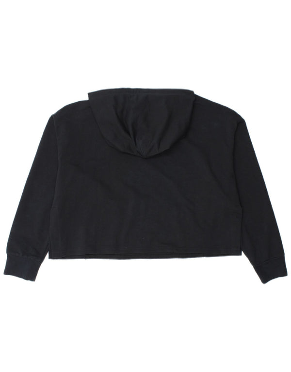 Puma Damen Crop Graphic Zip Hoodie Pullover UK 14 Mittelschwarze Baumwolle