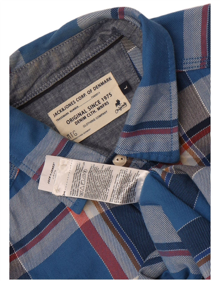 Jack & Jones Herren-Flanellhemd, groß, blau kariert, Baumwolle