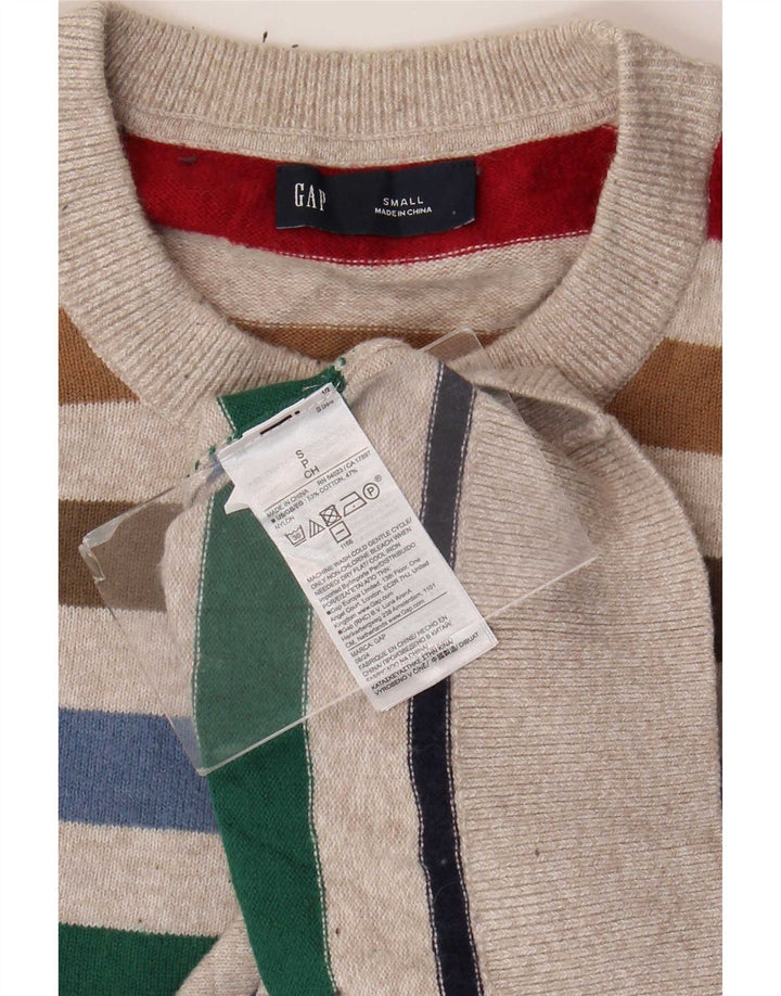 Gap Herren-Pullover mit Rundhalsausschnitt, klein, mehrfarbig, gestreift, Baumwolle