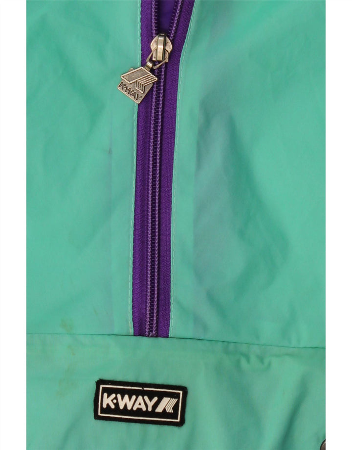 K-WAY Mädchen-Pullover-Regenjacke mit Kapuze, 8–9 Jahre, grün, Farbblock