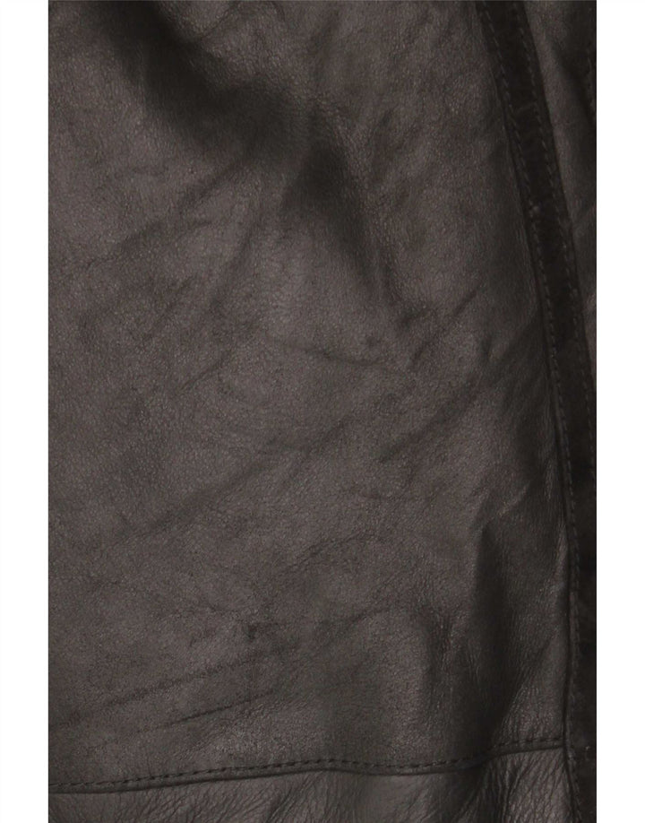Vintage Damen Lammfellmantel UK 12 Mittelschwarzes Leder