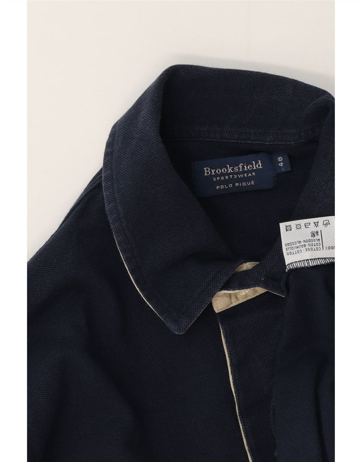 Brooksfield Herren-Langarm-Poloshirt IT 48 Mittelmarineblaue Baumwolle