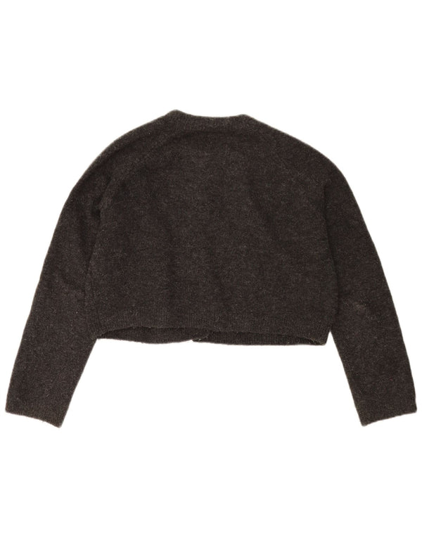 Zara Damen Crop Oversized Cardigan Pullover UK 10 Small Grau Acryl