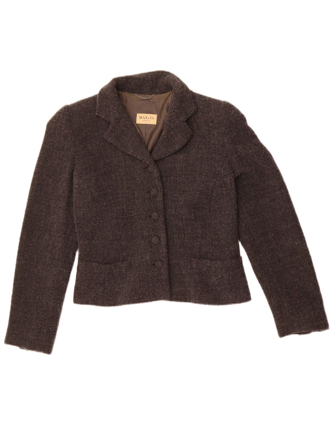 Max & Co. Damen-Blazerjacke mit 5 Knöpfen, UK 12, mittelgraue Wolle