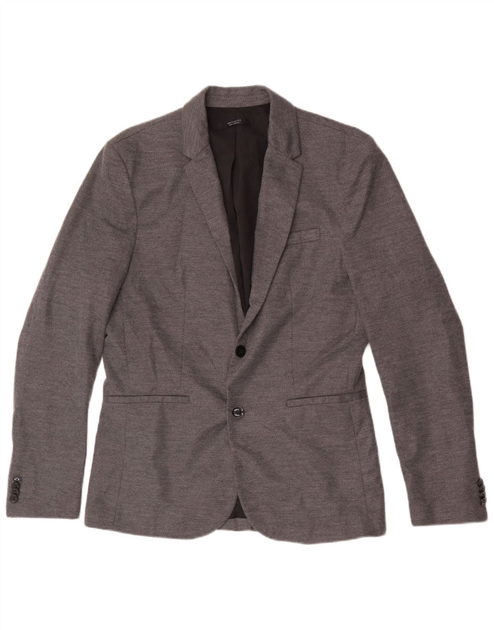 Zara Herren 2-Knopf-Blazerjacke UK 40 Large Grau Polyester