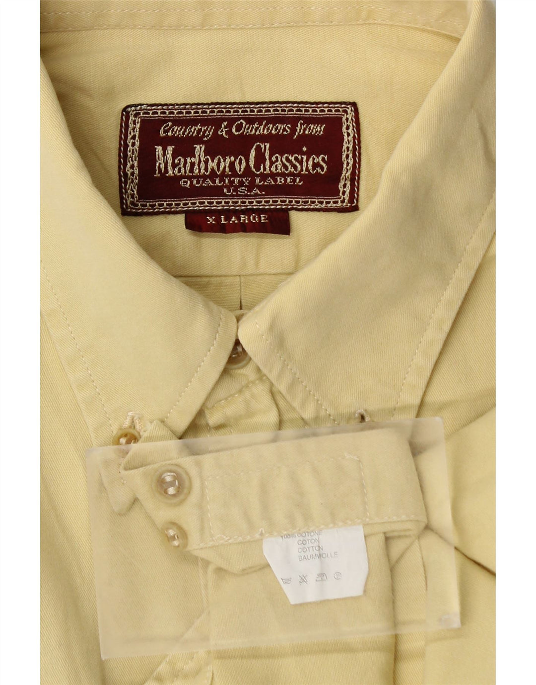 Marlboro Classics Herrenhemd XL Beige Baumwolle