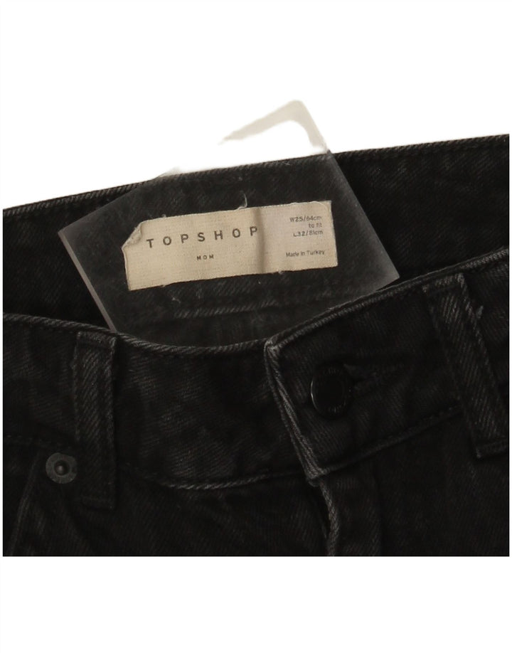 TOPSHOP Damen Mom Tapered Jeans W25 L29 Schwarze Baumwolle