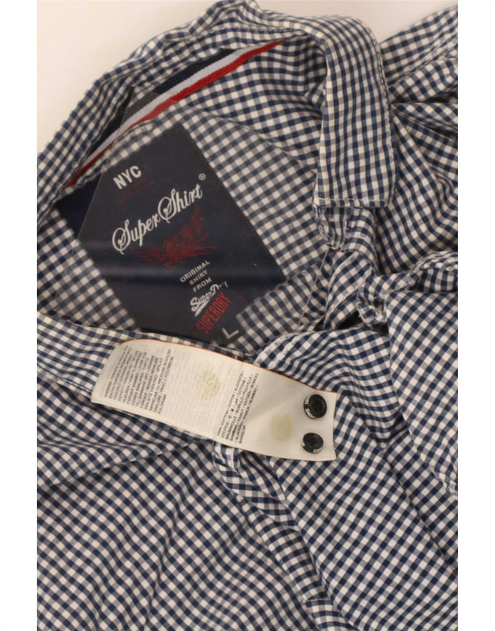 Superdry Herren-Hemd, groß, marineblau, Gingham-Baumwolle