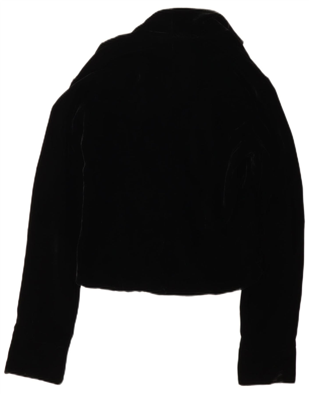 VINTAGE Damen 3-Knopf-Samt-Blazerjacke UK 12 Mittelschwarz