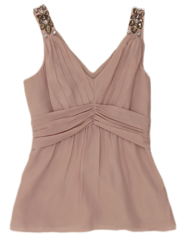 Coast Damen Crop ärmelloses Blusenoberteil UK 8 Small Pink Polyester
