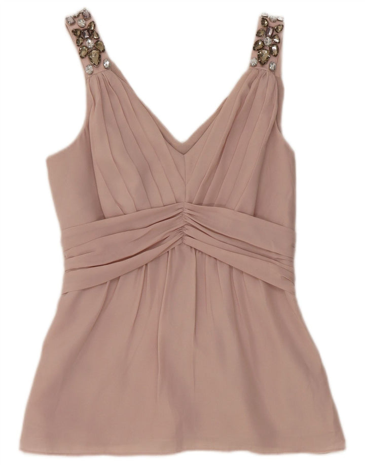 Coast Damen Crop ärmelloses Blusenoberteil UK 8 Small Pink Polyester
