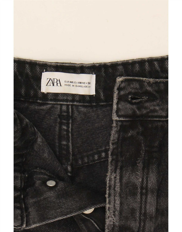 Zara Damen Distressed Denim Shorts EU 40 Medium W30 Schwarz