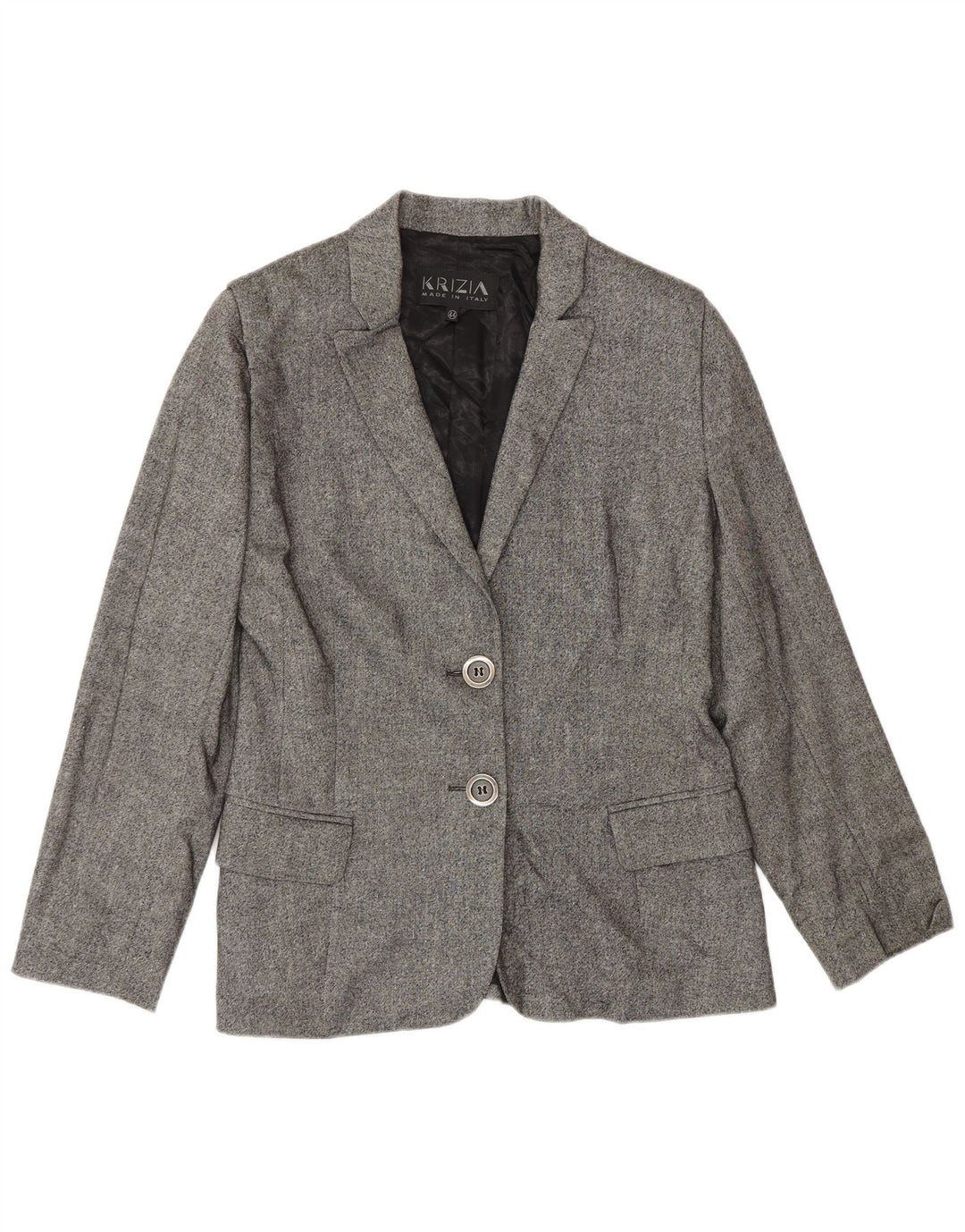 Krizia Damen-Blazer mit 2 Knöpfen, IT 44, mittelgraue Wolle