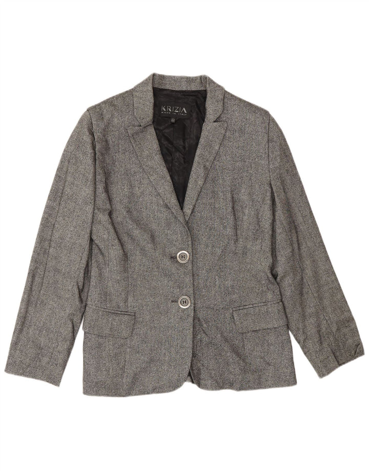 Krizia Damen-Blazer mit 2 Knöpfen, IT 44, mittelgraue Wolle