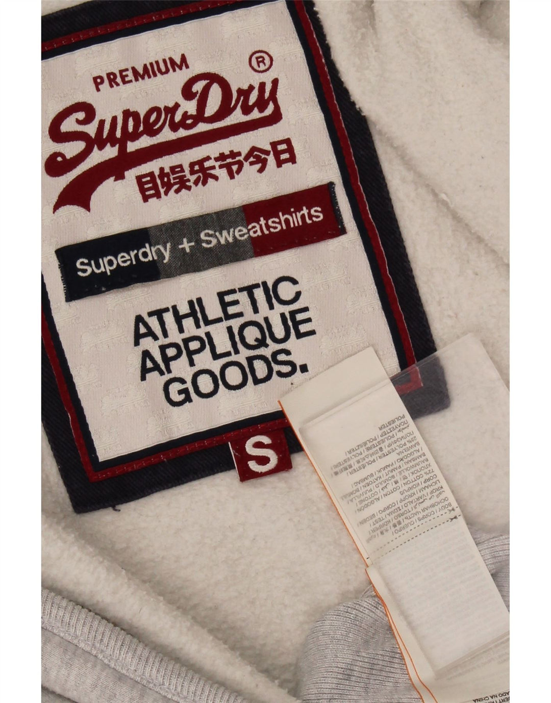 SUPERDRY Herren-Kapuzenpullover mit grafischem Reißverschluss, Größe S, Grau, Baumwolle