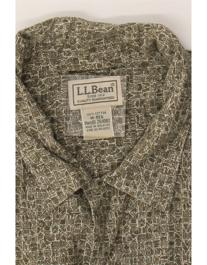 L.L.Bean Herren-Kurzarmhemd aus mittlerer Khaki-geometrischer Baumwolle
