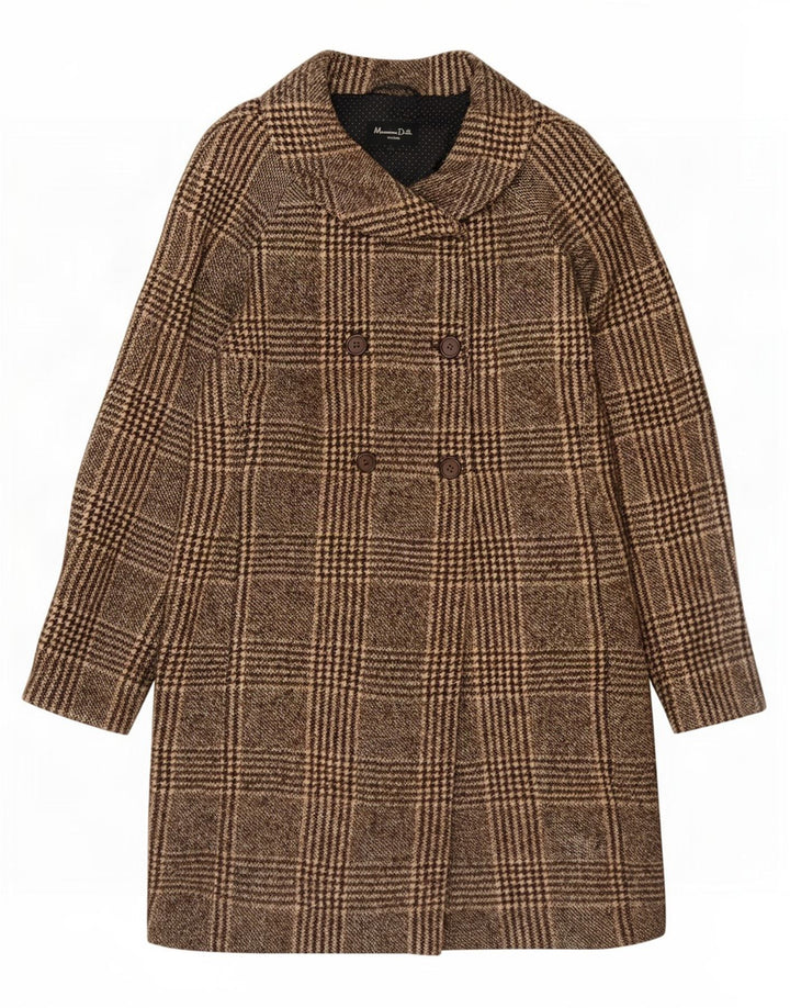 Massimo Dutti Zweireihiger Damenmantel EU 40 Mittelbrauner Hahnentritt