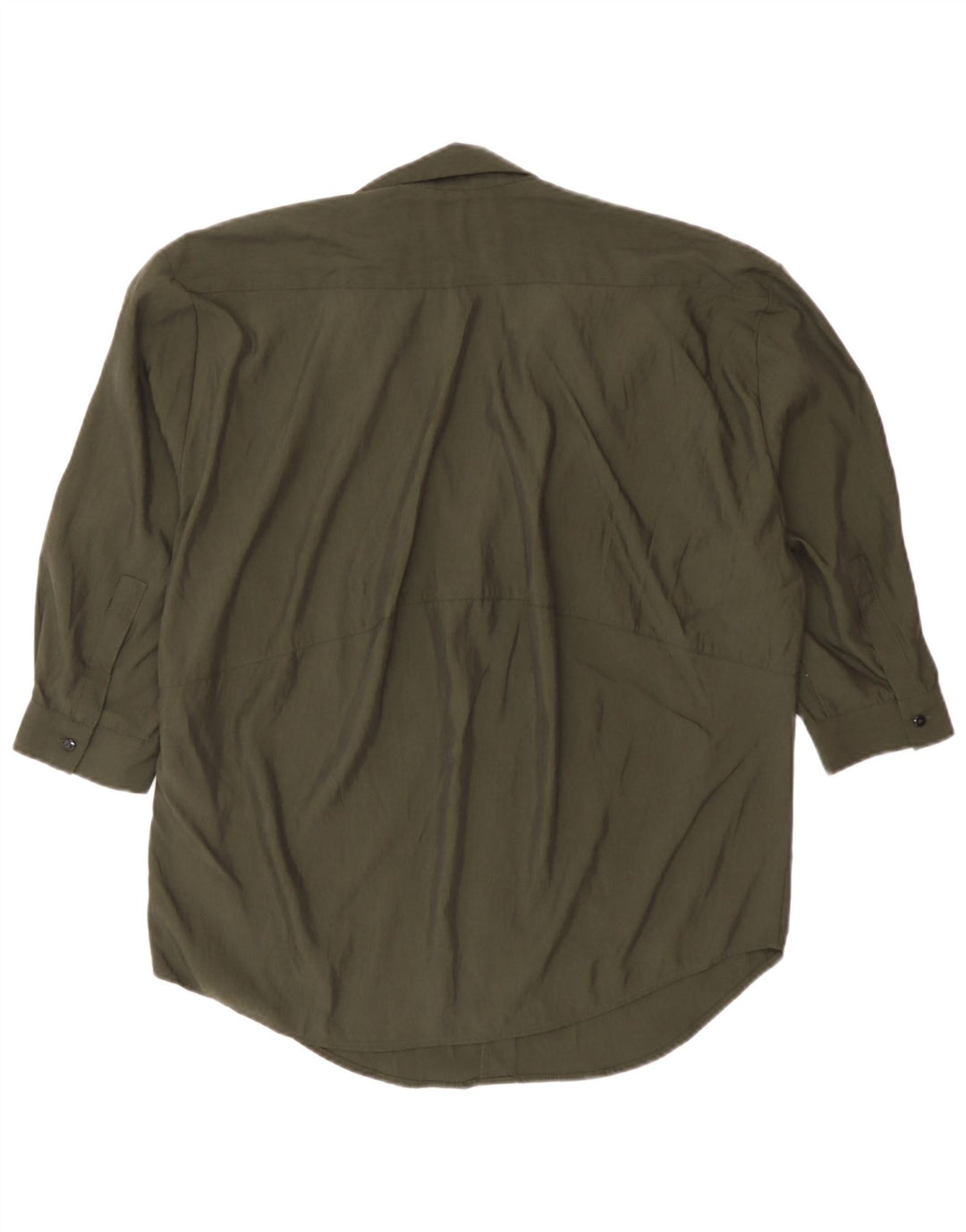 Zara Damen 3/4-Ärmel-Übergroßes Pullover-Hemd UK 6 XS Khaki Lyocell