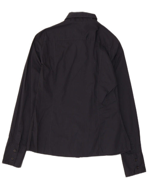 Benetton Damen-Hemd UK 14 Large aus schwarzer Baumwolle