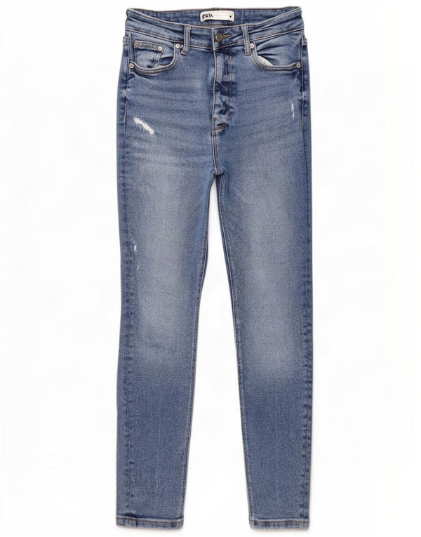 Zara Damen Distressed Skinny Jeans EU 38 Small W28 L27 Blau