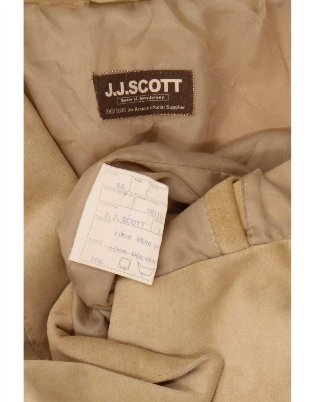 J.J.Scott Herren 3-Knopf-Wildleder-Blazerjacke IT 52 XL Beige Leder