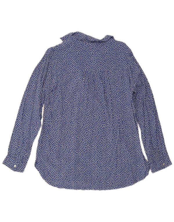 Fat Face Damen Pullover-Hemd UK 12 Mittelblaue Viskose mit Blumenmuster