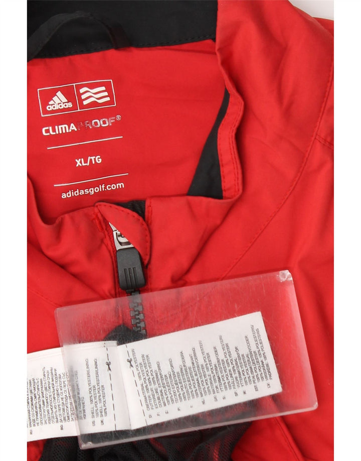 Adidas Herren Clima Proof Regenjacke UK 42 XL Rot Colourblock Polyester
