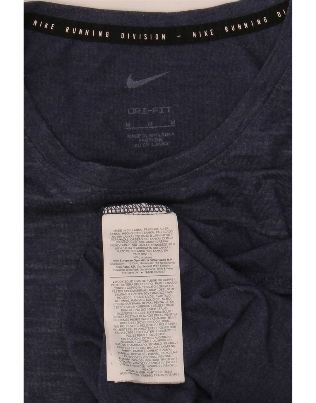 Nike Herren Dri Fit T-Shirt-Oberteil, Mittelgroßes marineblaues Nadelstreifen-Polyester