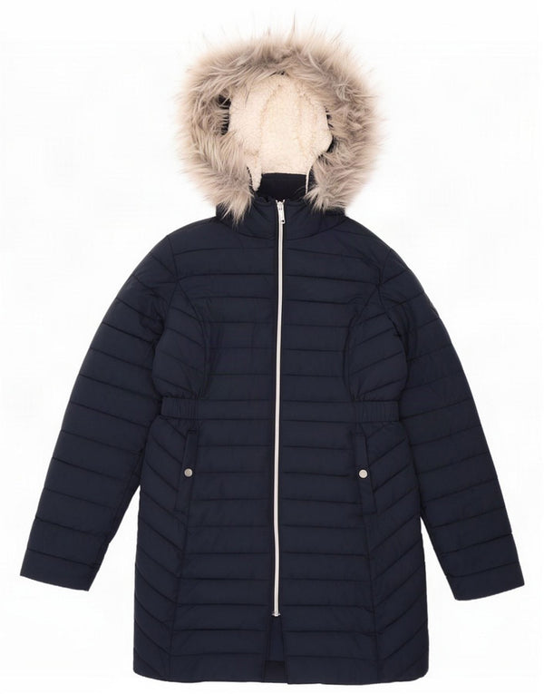 Hollister Womens Hooded Padded Coat UK 10 Small Navy Blue Polyester