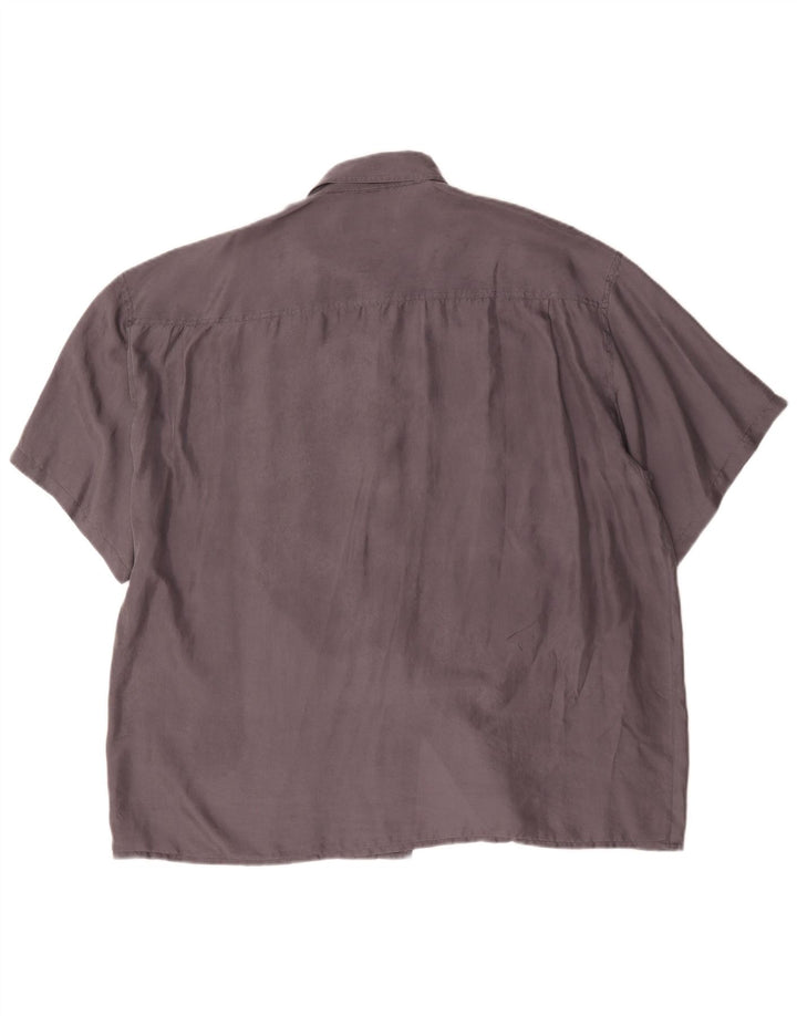 Neues Fast Herren Kurzarmhemd Größe 45/46 2XL Graue Seide