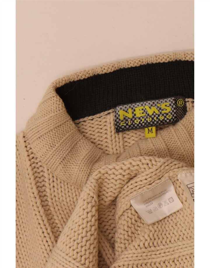Vintage Herren Rollkragenpullover Pullover Medium Beige gestreift