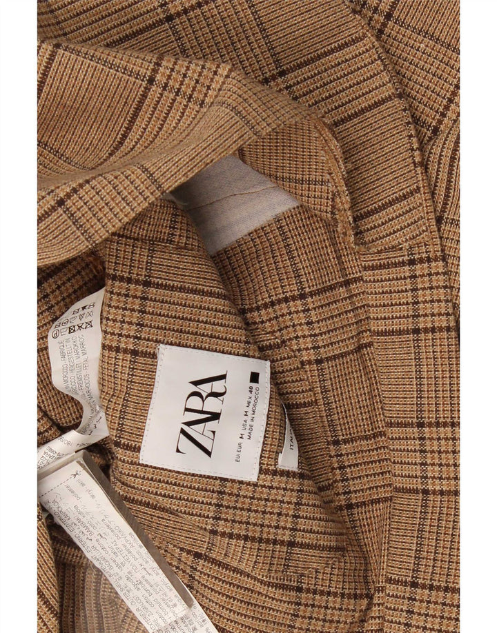 Zara Herren-Blazer mit 2 Knöpfen, UK 38, mittelbraun, kariert, Baumwolle