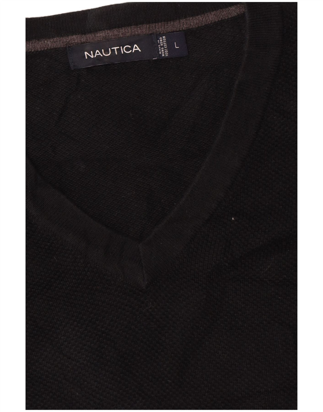 Nautica Herren-Pullover mit V-Ausschnitt, groß, aus schwarzer Baumwolle