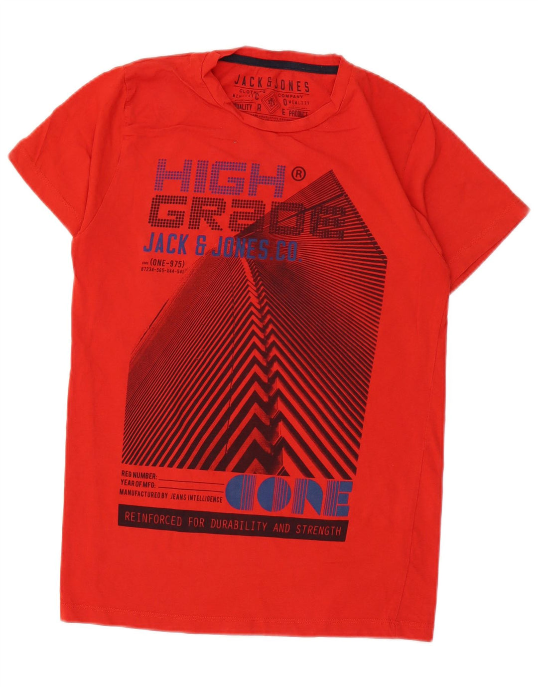 Jack & Jones Herren Grafik-T-Shirt-Oberteil aus mittelroter Baumwolle
