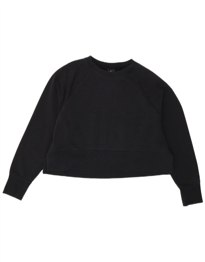 NIKE Damen-Sweatshirt mit übergroßem Crop-Grafikmotiv, Gr. 10, Größe S, Schwarz