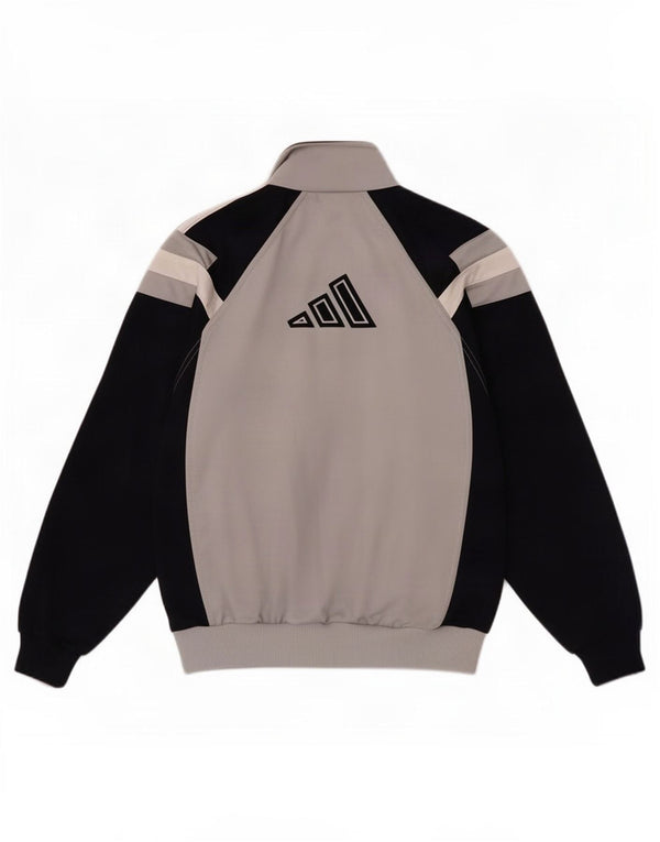 Adidas Boys Graphic Tracksuit Top Jacket 13-14 Years Grey Colourblock