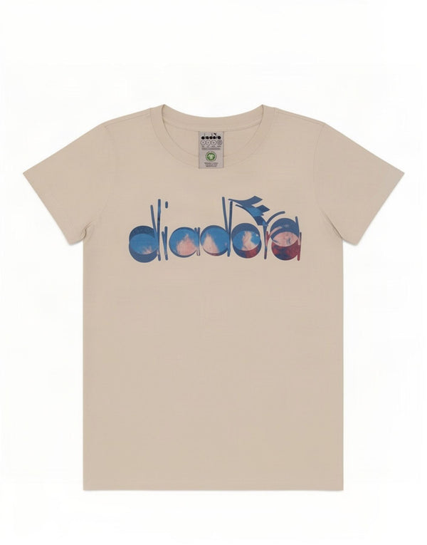 Diadora Damen Grafik-T-Shirt Top UK 10 Small Weiße Baumwolle